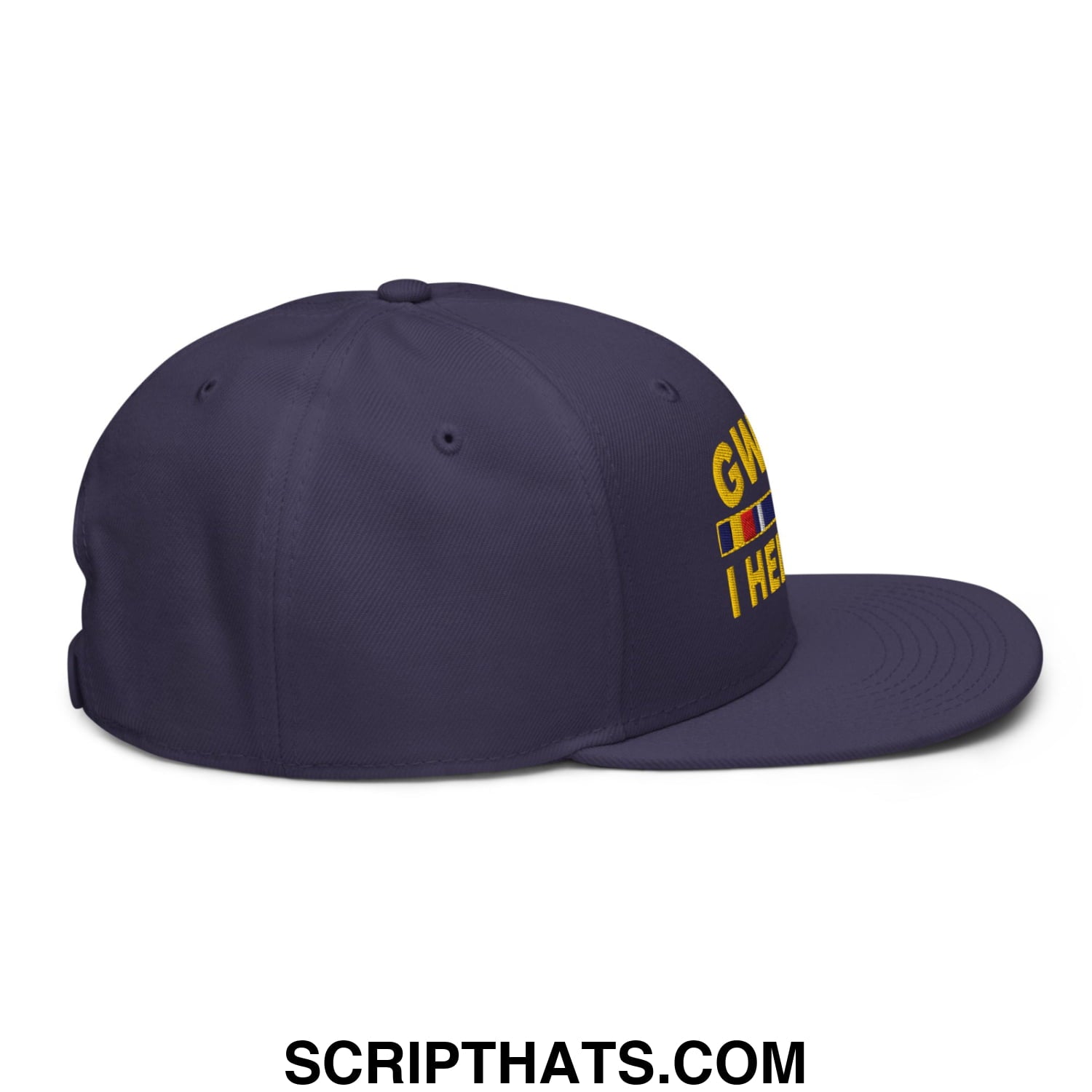 GWOT I Helped Embroidered Flat Brim Bill Snapback Hat Navy blue
