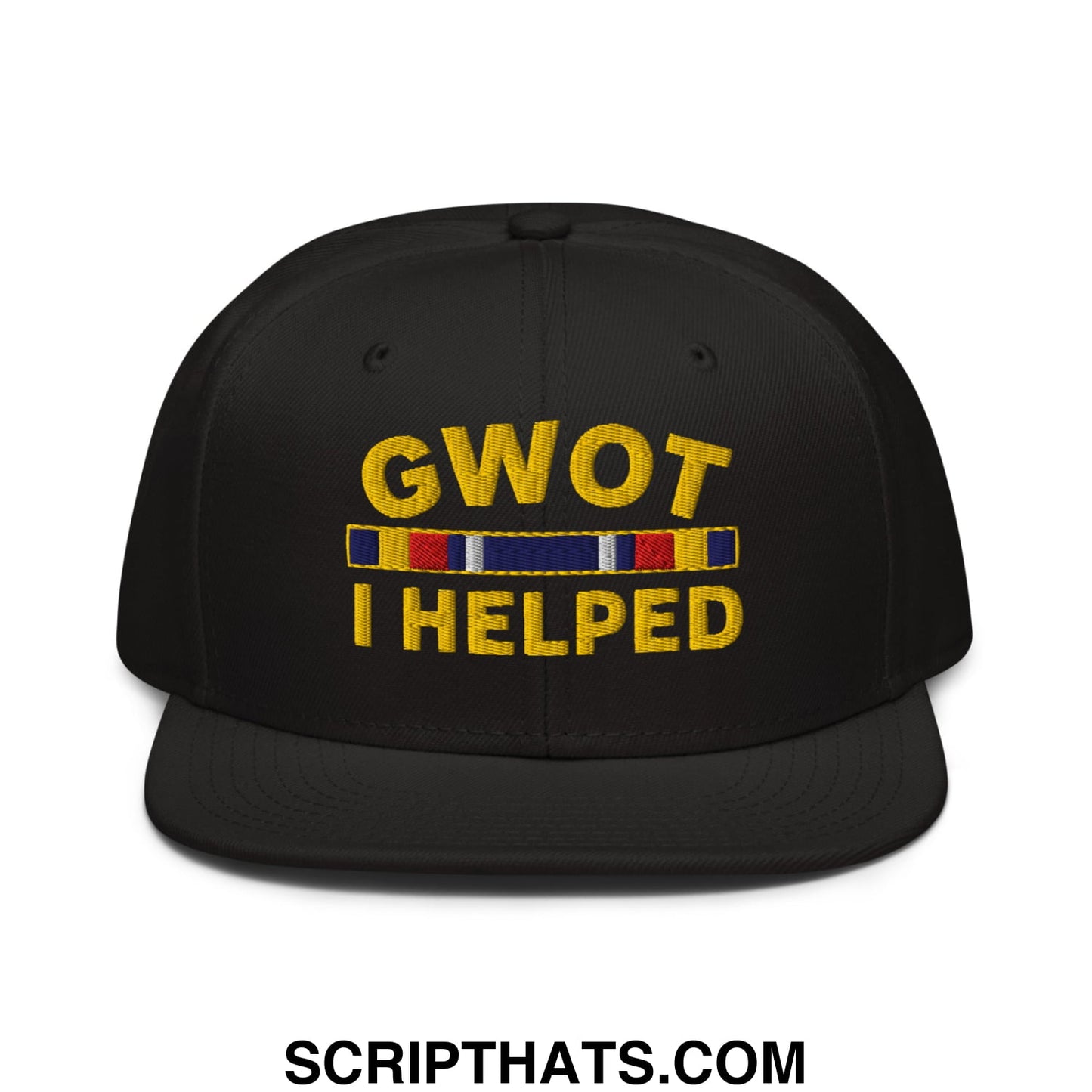 GWOT I Helped Embroidered Flat Brim Bill Snapback Hat Black
