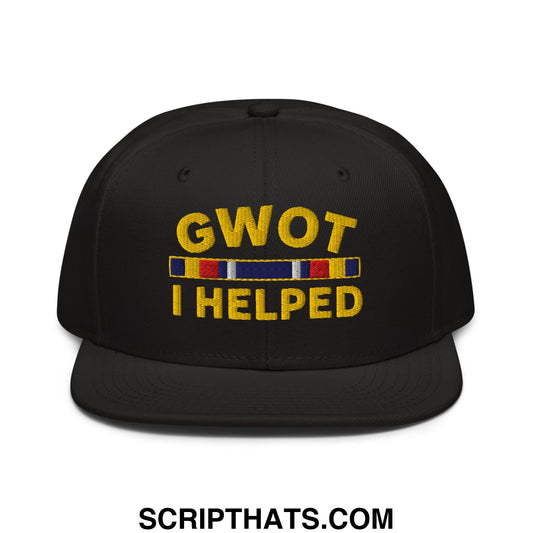GWOT I Helped Embroidered Flat Brim Bill Snapback Hat Black