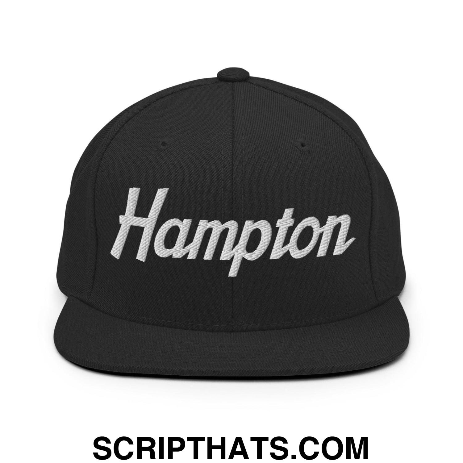Hampton Script Snapback Hat Black