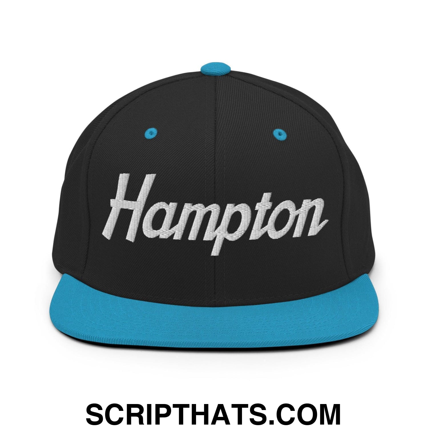 Hampton Script Snapback Hat Black Teal