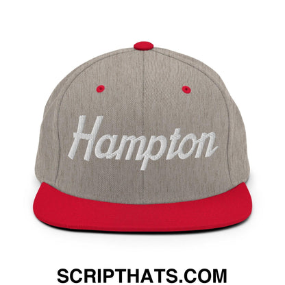 Hampton Script Snapback Hat Heather Grey Red