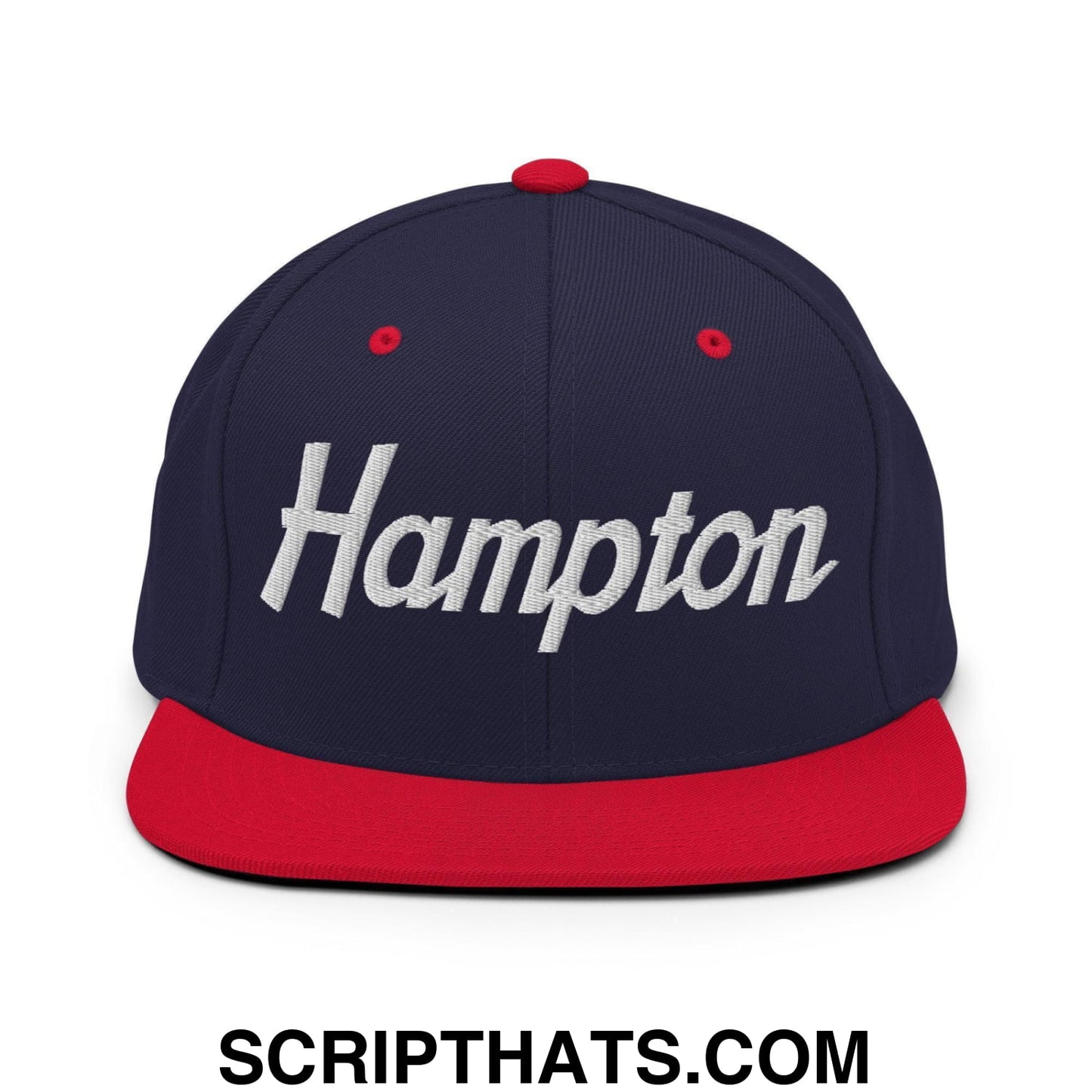 Hampton Script Snapback Hat Navy Red