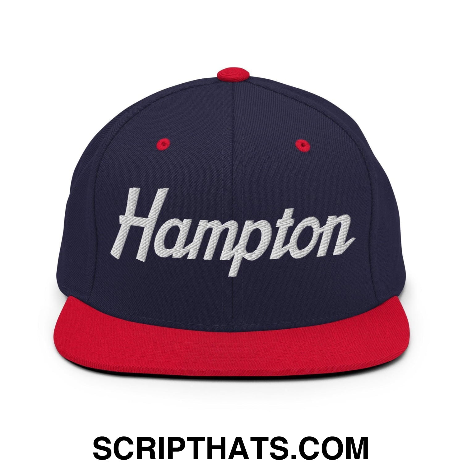 Hampton Script Snapback Hat Navy Red