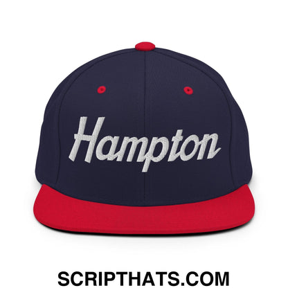 Hampton Script Snapback Hat Navy Red
