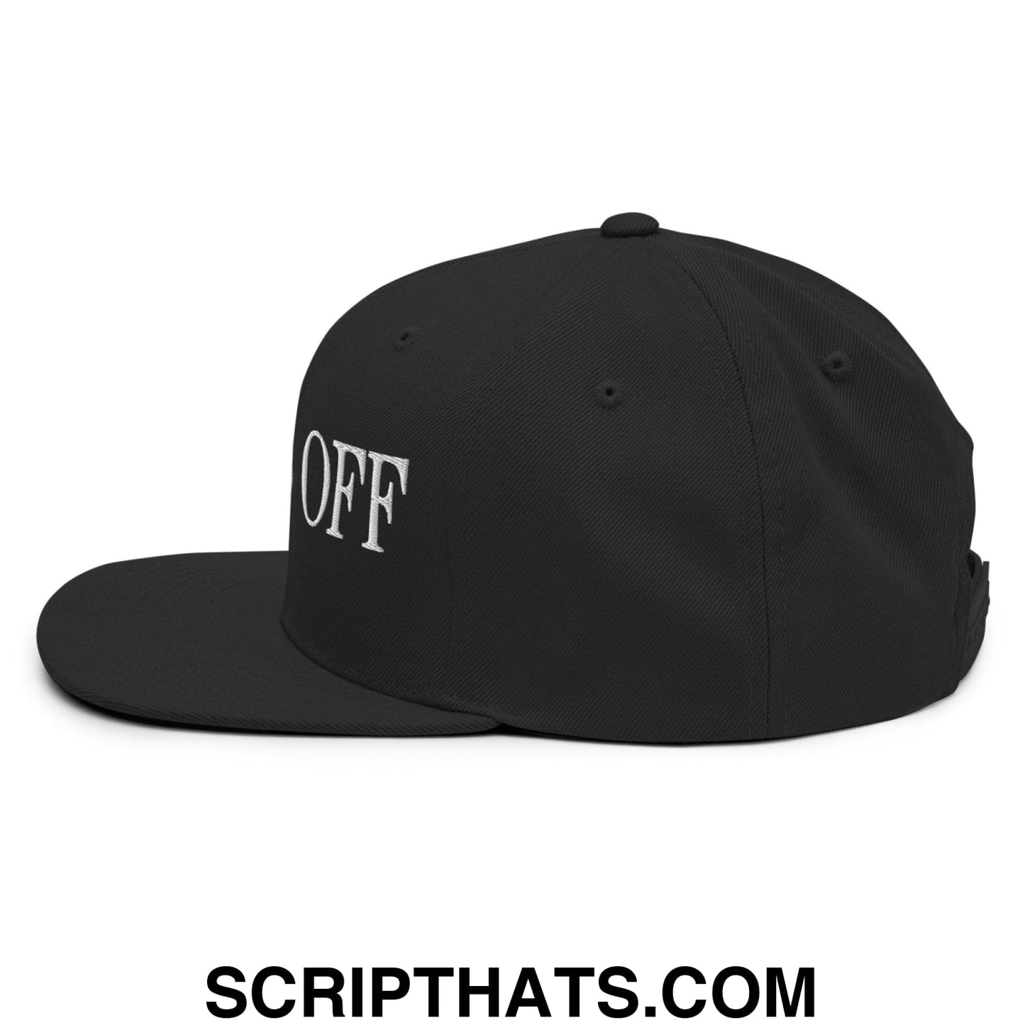Hands Off Embroidered Flat Bill Brim Snapback Hat Black