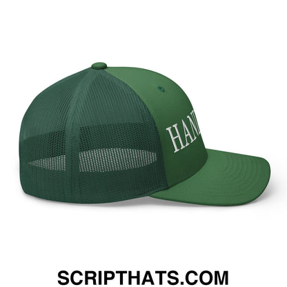 Hands Off Embroidered Mesh Trucker Hat Evergreen
