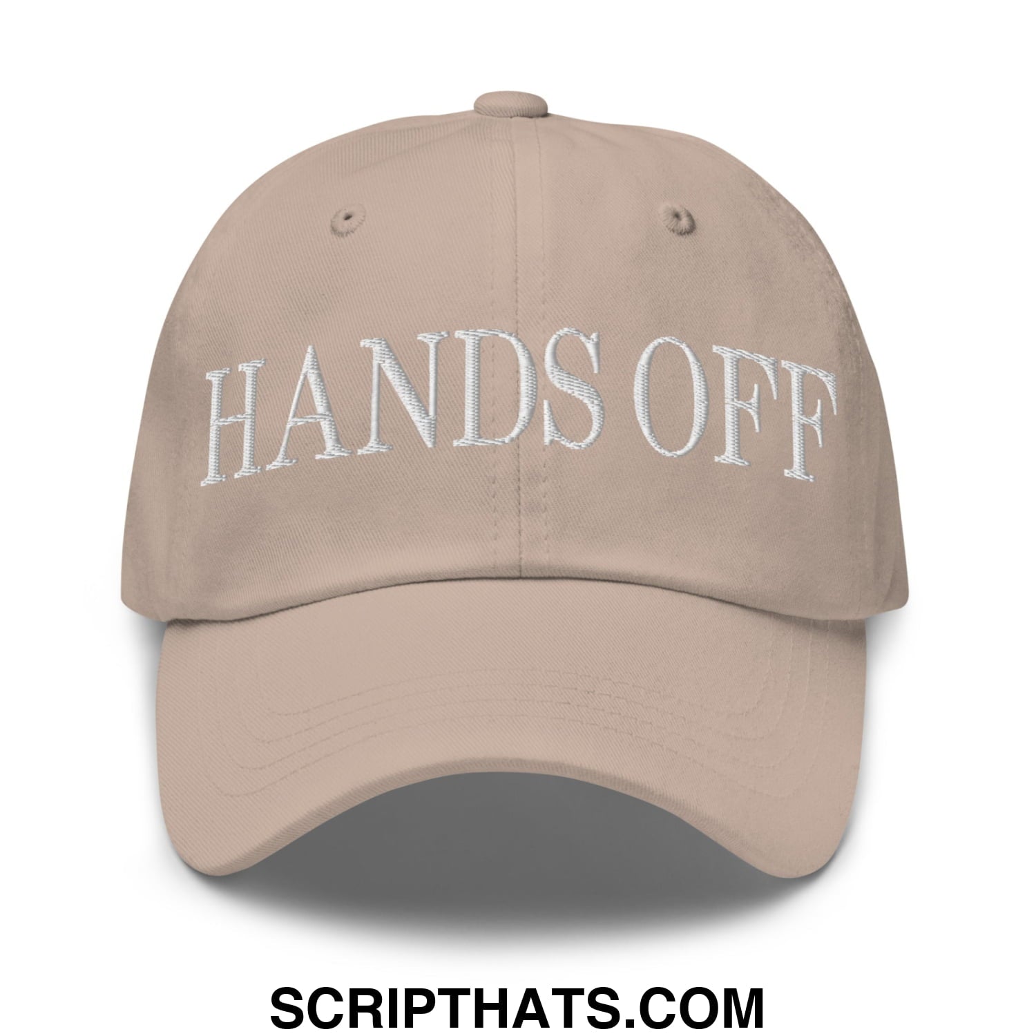 Hands Off Embroidered Unstructured Dad Hat Stone
