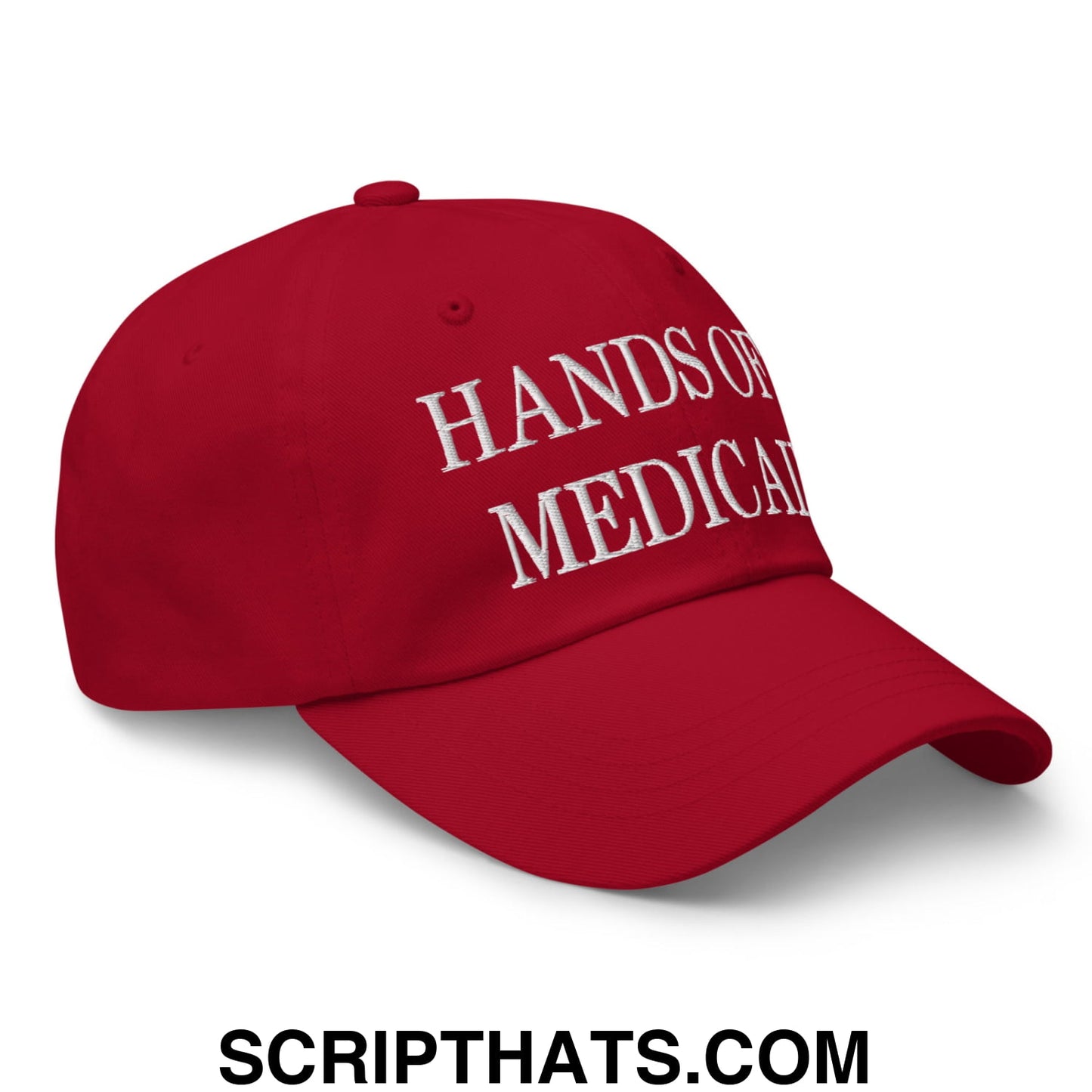Hands Off Medicaid Embroidered Unstructured Dad Hat Cranberry