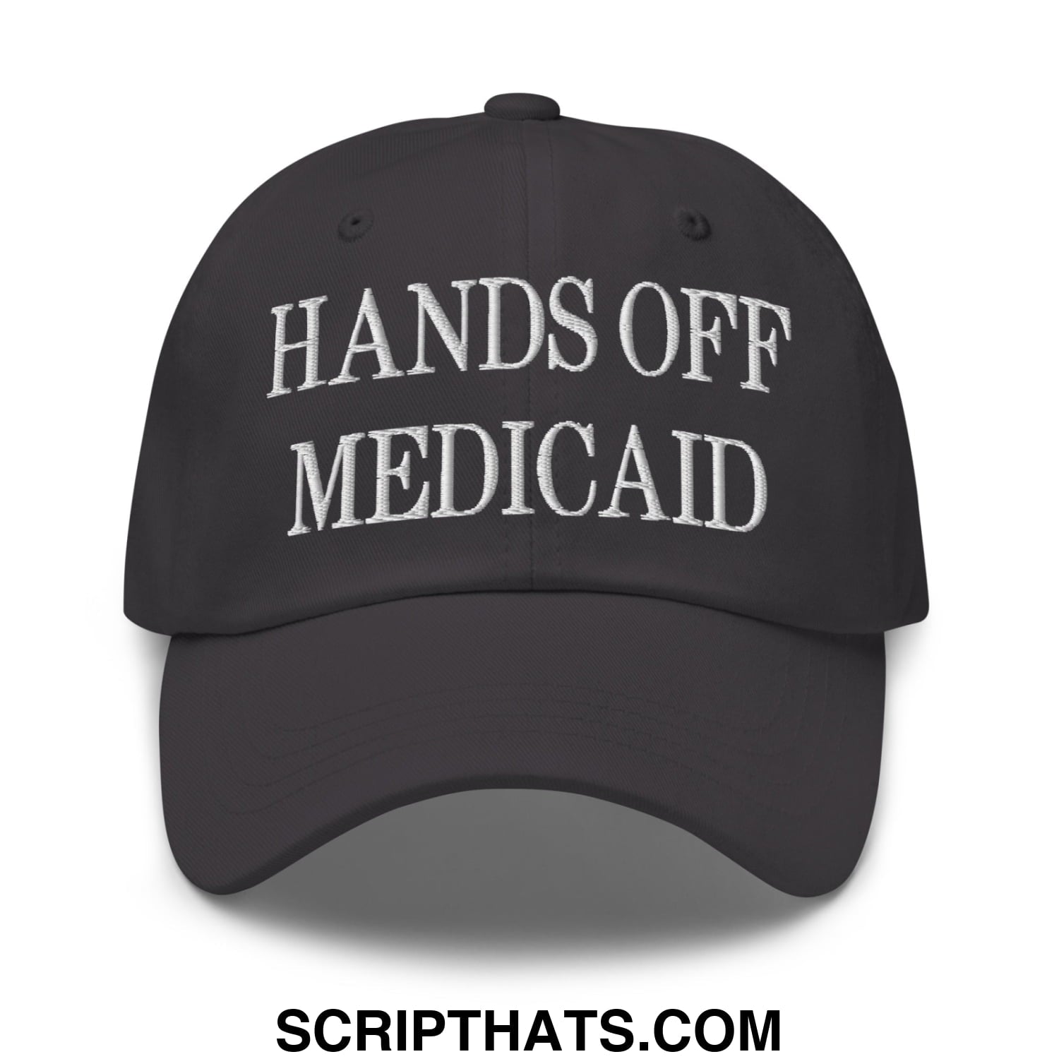 Hands Off Medicaid Embroidered Unstructured Dad Hat Dark Grey