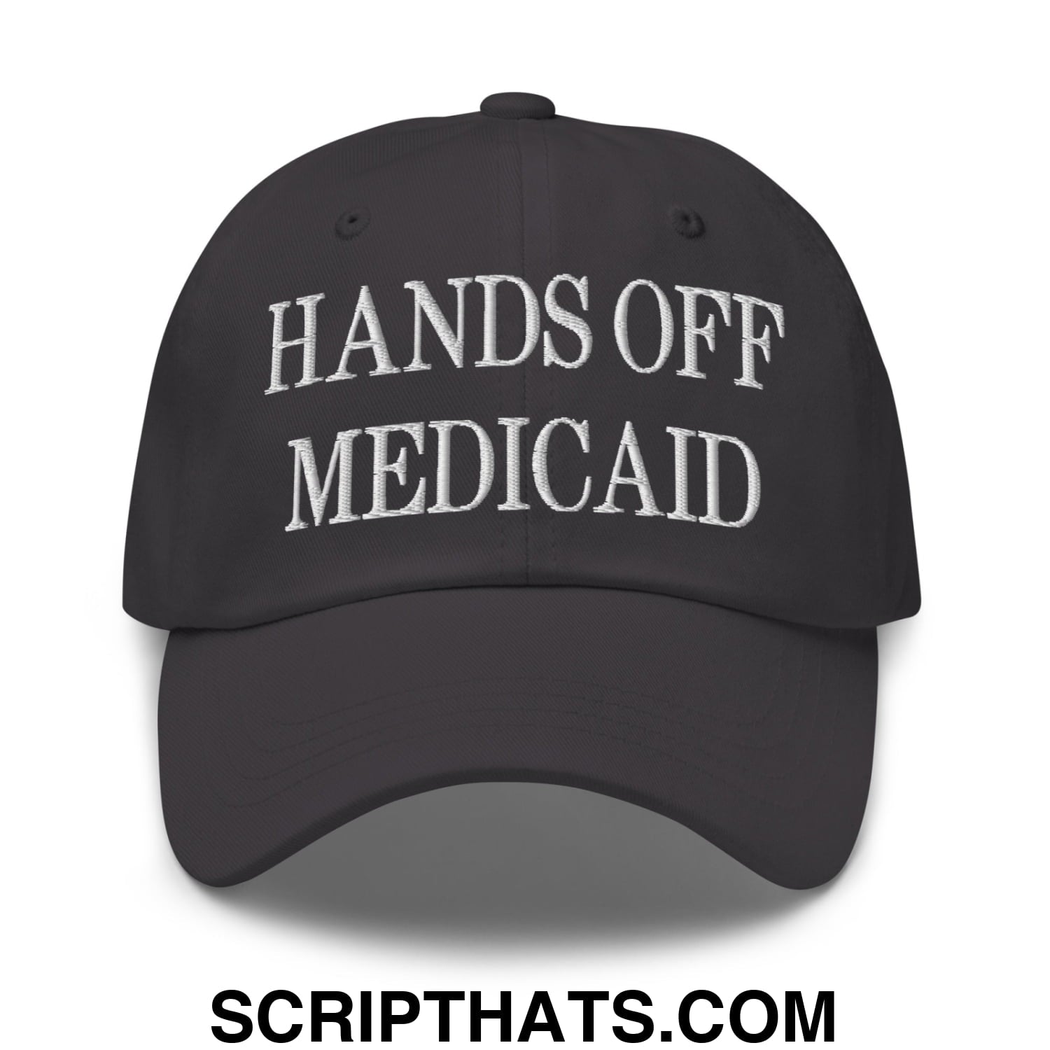 Hands Off Medicaid Embroidered Unstructured Dad Hat Dark Grey