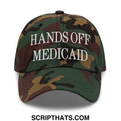 Hands Off Medicaid Embroidered Unstructured Dad Hat Green Camo