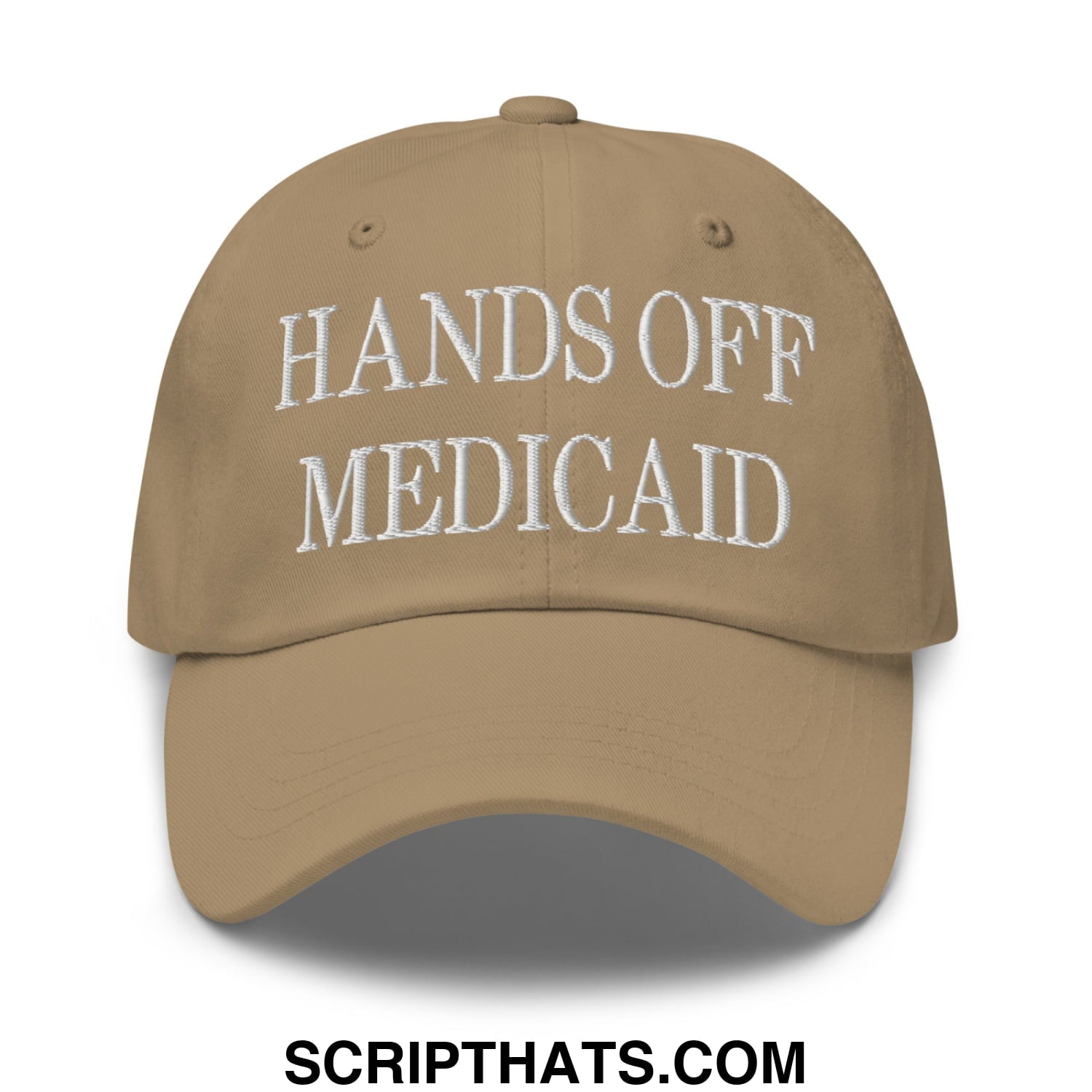 Hands Off Medicaid Embroidered Unstructured Dad Hat Khaki
