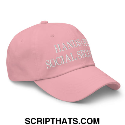 Hands Off Social Security Embroidered Unstructured Dad Hat Pink