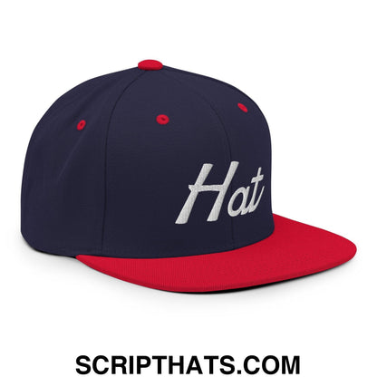 Hat Trick Soccer Hockey Vintage Sports Script Snapback Hat Navy Red