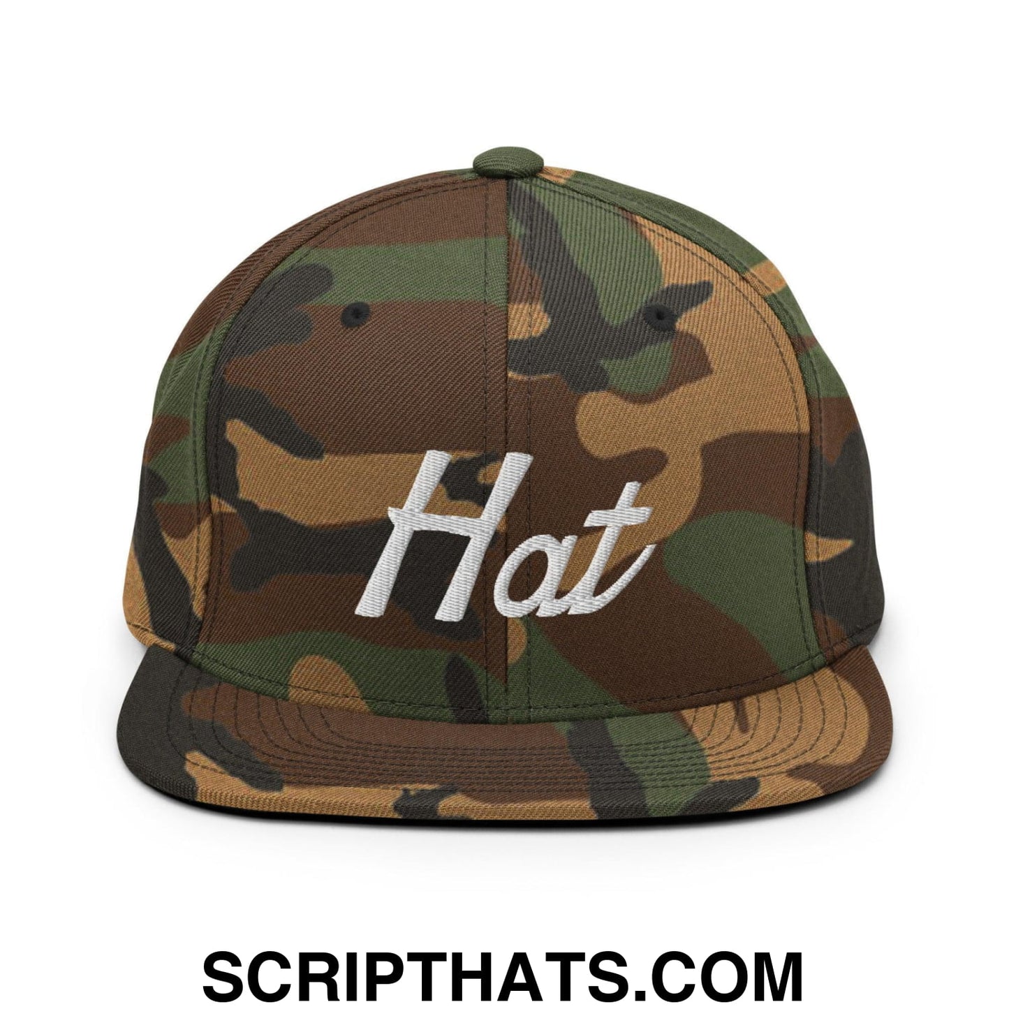 Hat Trick Soccer Hockey Vintage Sports Script Snapback Hat Green Camo