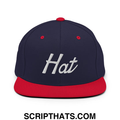 Hat Trick Soccer Hockey Vintage Sports Script Snapback Hat Navy Red