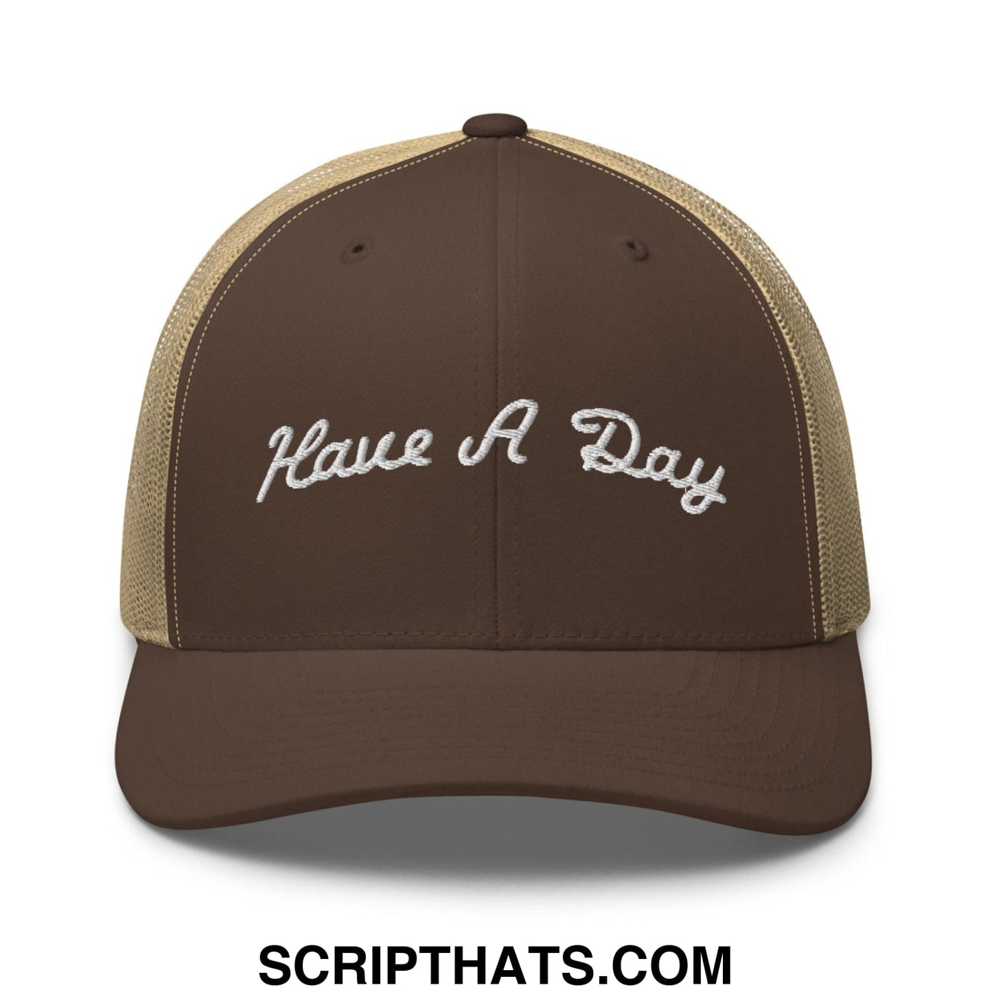 Have A Day Golf Retro Trucker Hat Brown Khaki