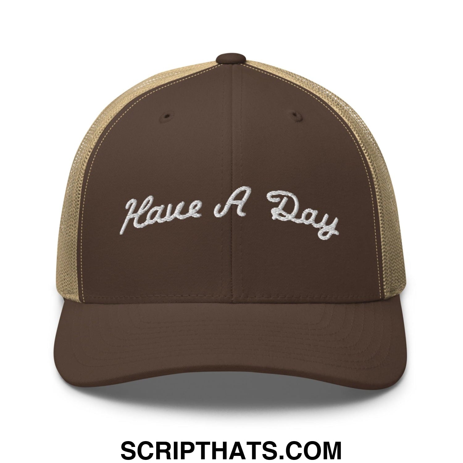 Have A Day Golf Retro Trucker Hat Brown Khaki