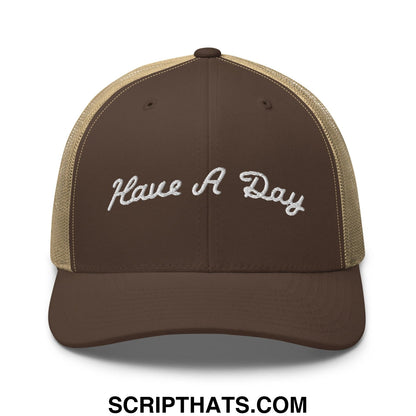Have A Day Golf Retro Trucker Hat Brown Khaki