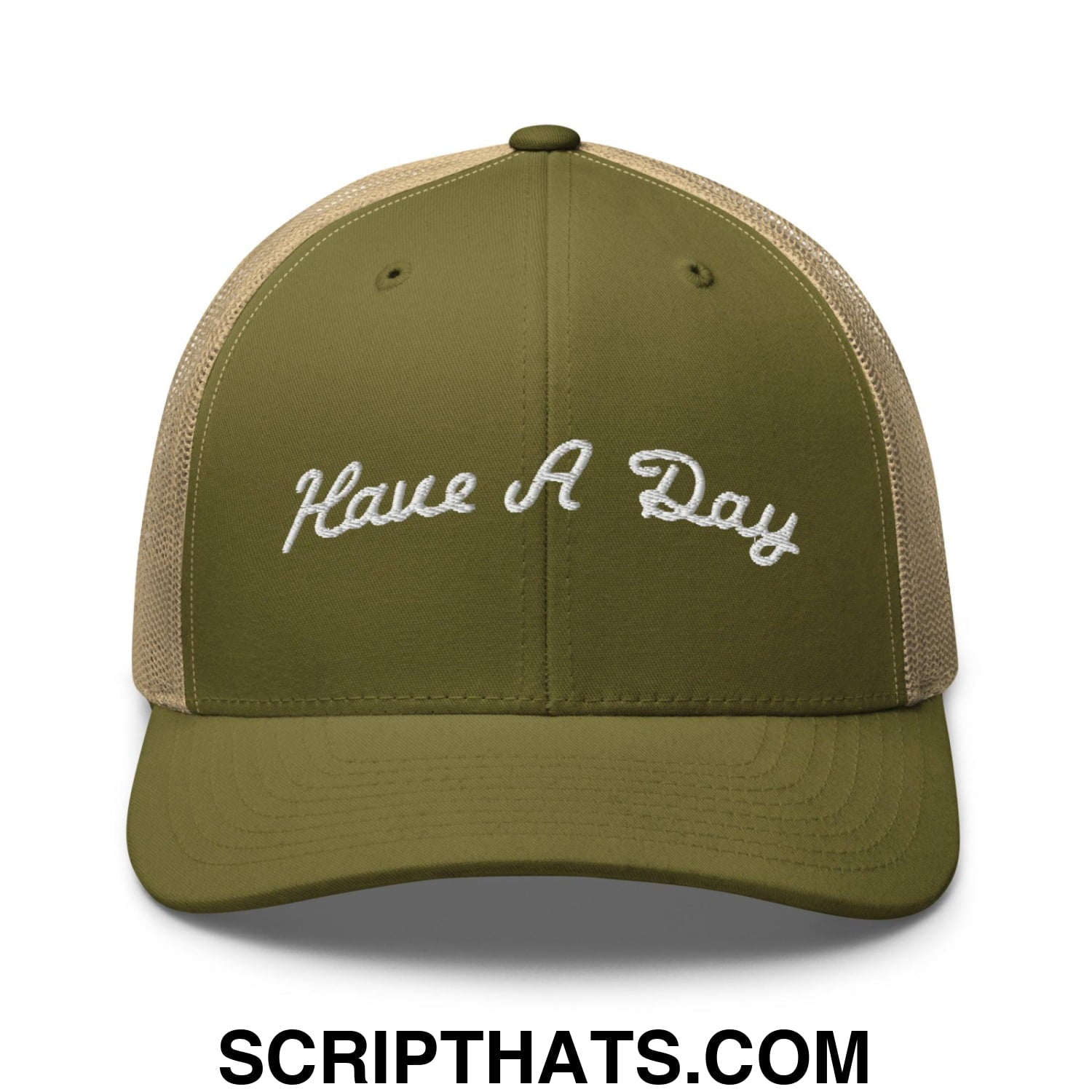 Have A Day Golf Retro Trucker Hat Moss Khaki