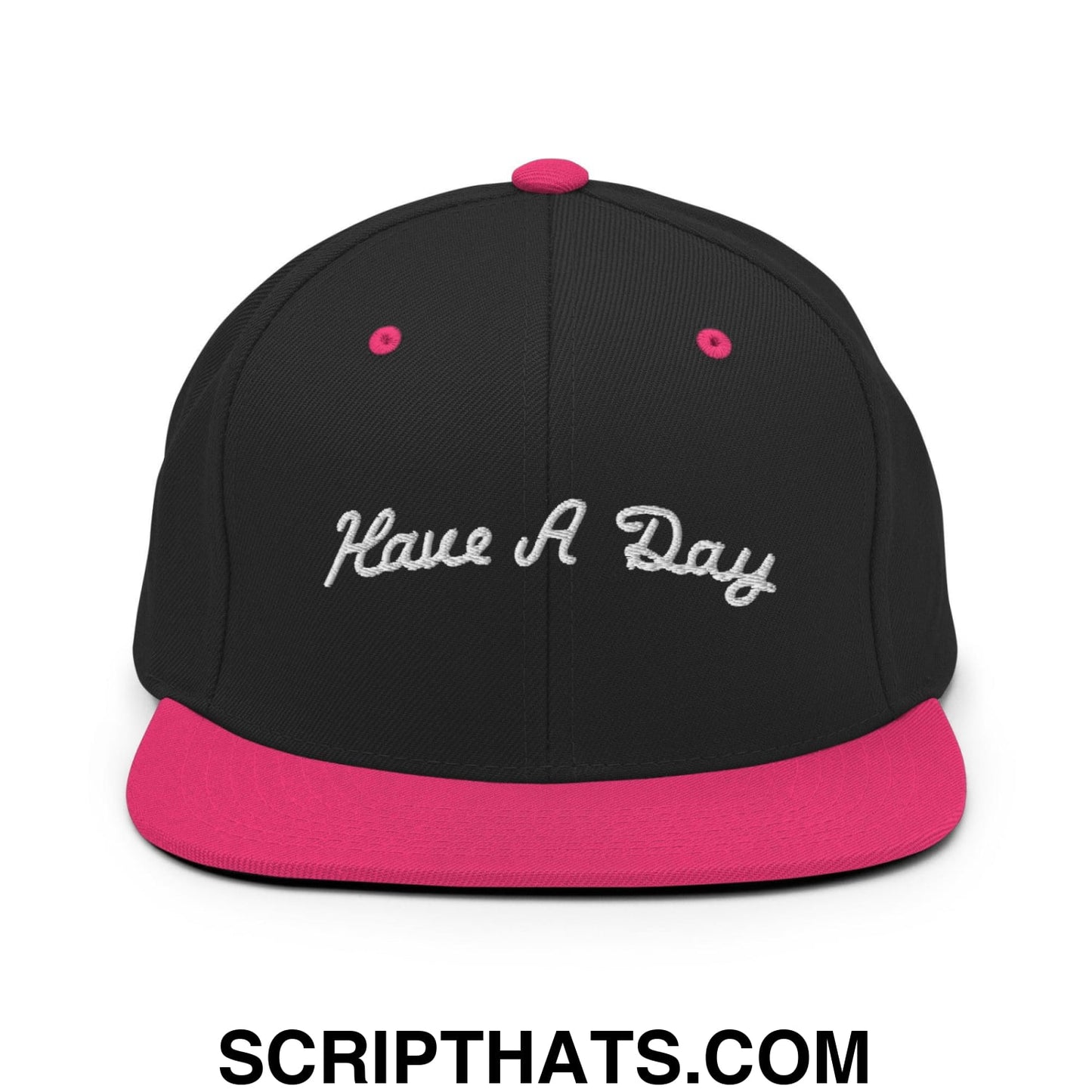 Have a Day Golf Snapback Hat Black Neon Pink