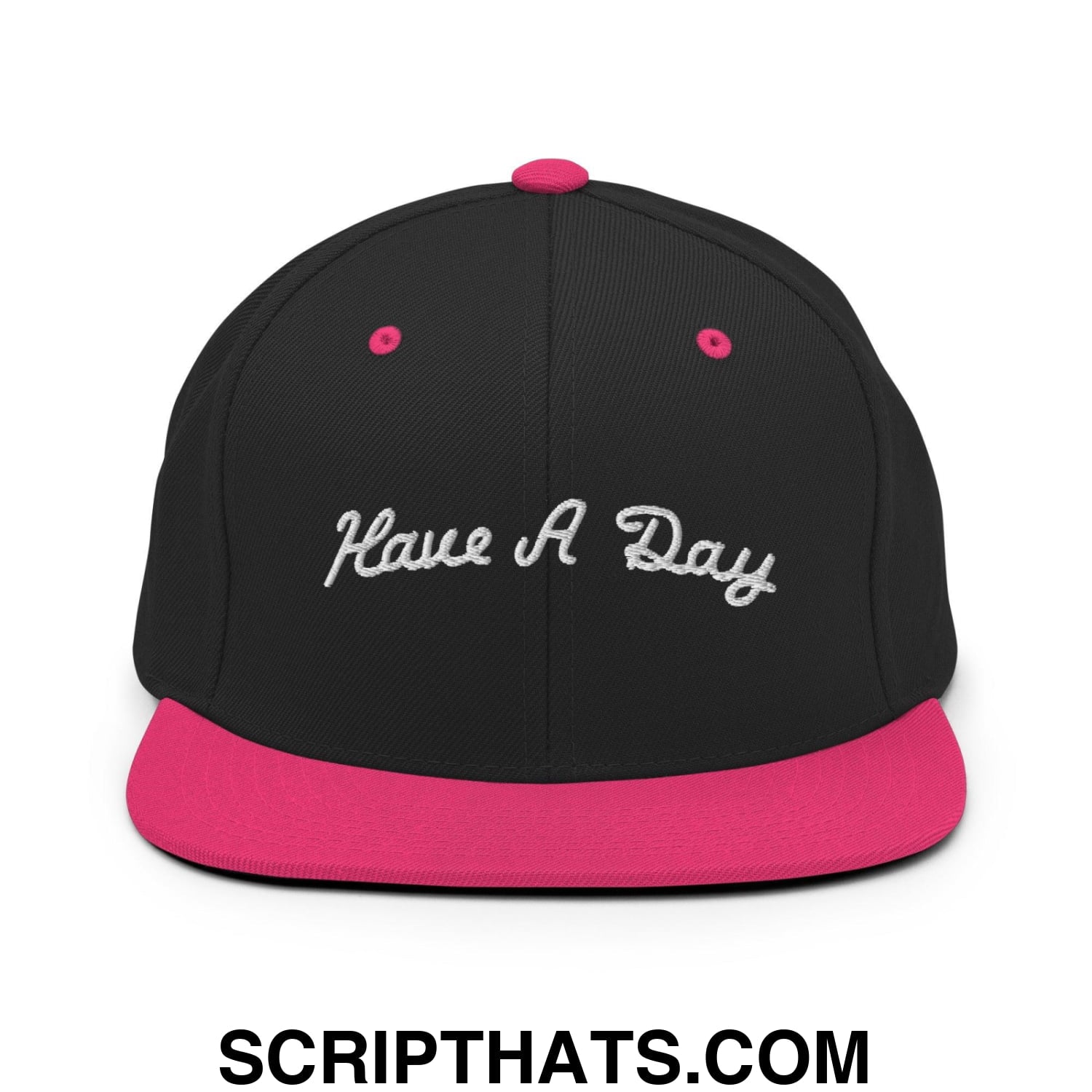 Have a Day Golf Snapback Hat Black Neon Pink