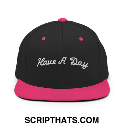 Have a Day Golf Snapback Hat Black Neon Pink