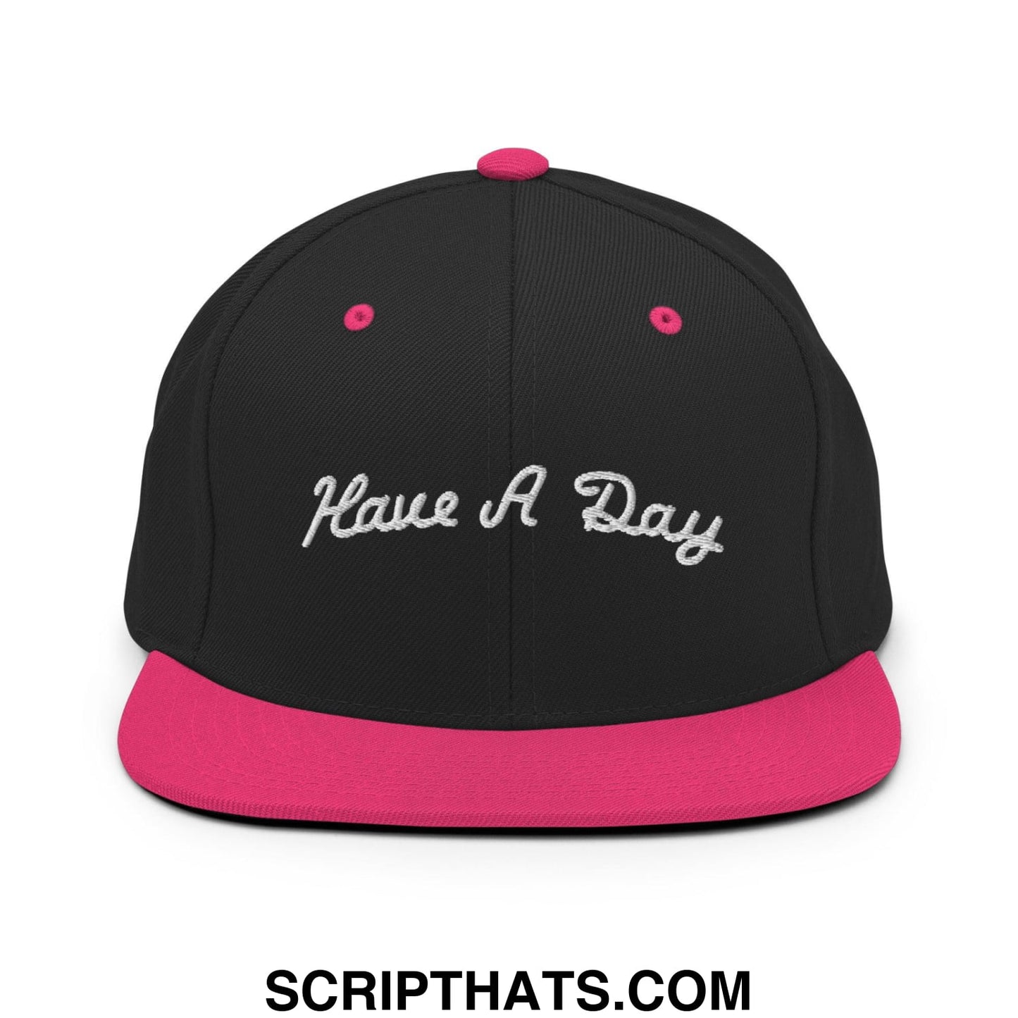 Have a Day Golf Snapback Hat Black Neon Pink
