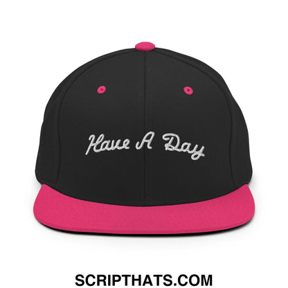 Have a Day Golf Snapback Hat Black Neon Pink