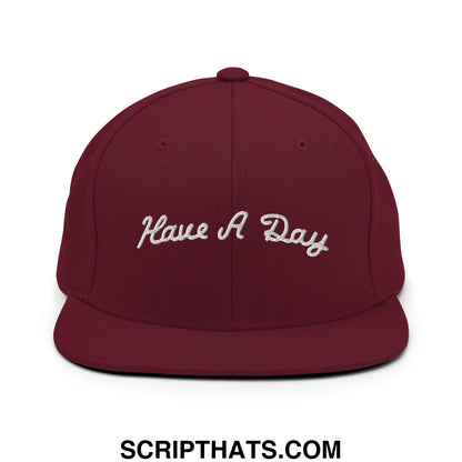 Have a Day Golf Snapback Hat Maroon