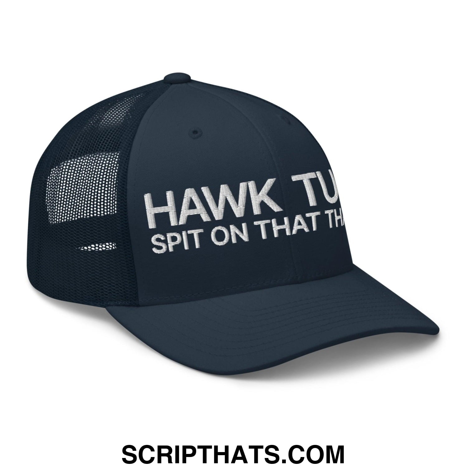 Hawk Tuah Spit on that Thang Retro Trucker Hat Navy