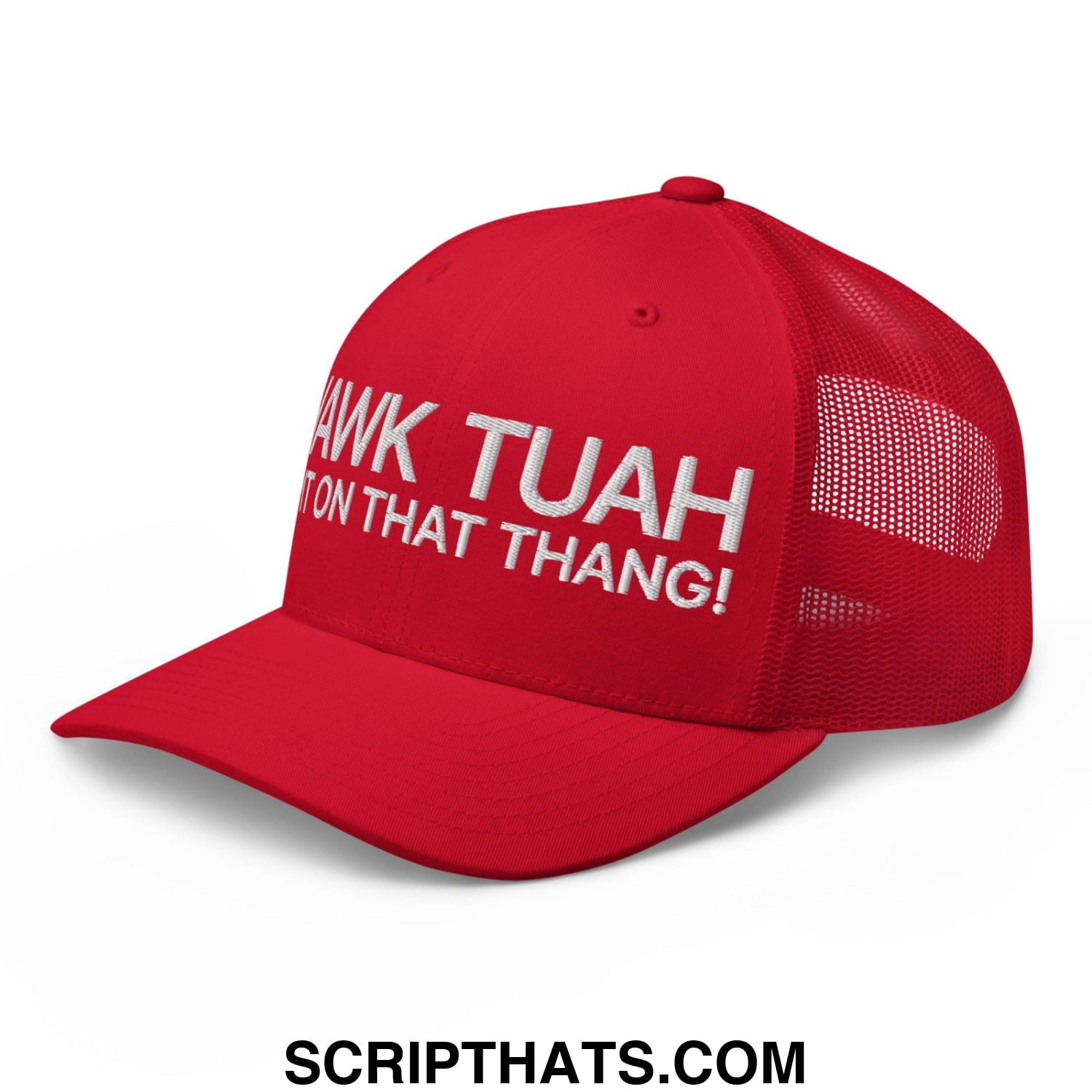 Hawk Tuah Spit on that Thang Retro Trucker Hat Red