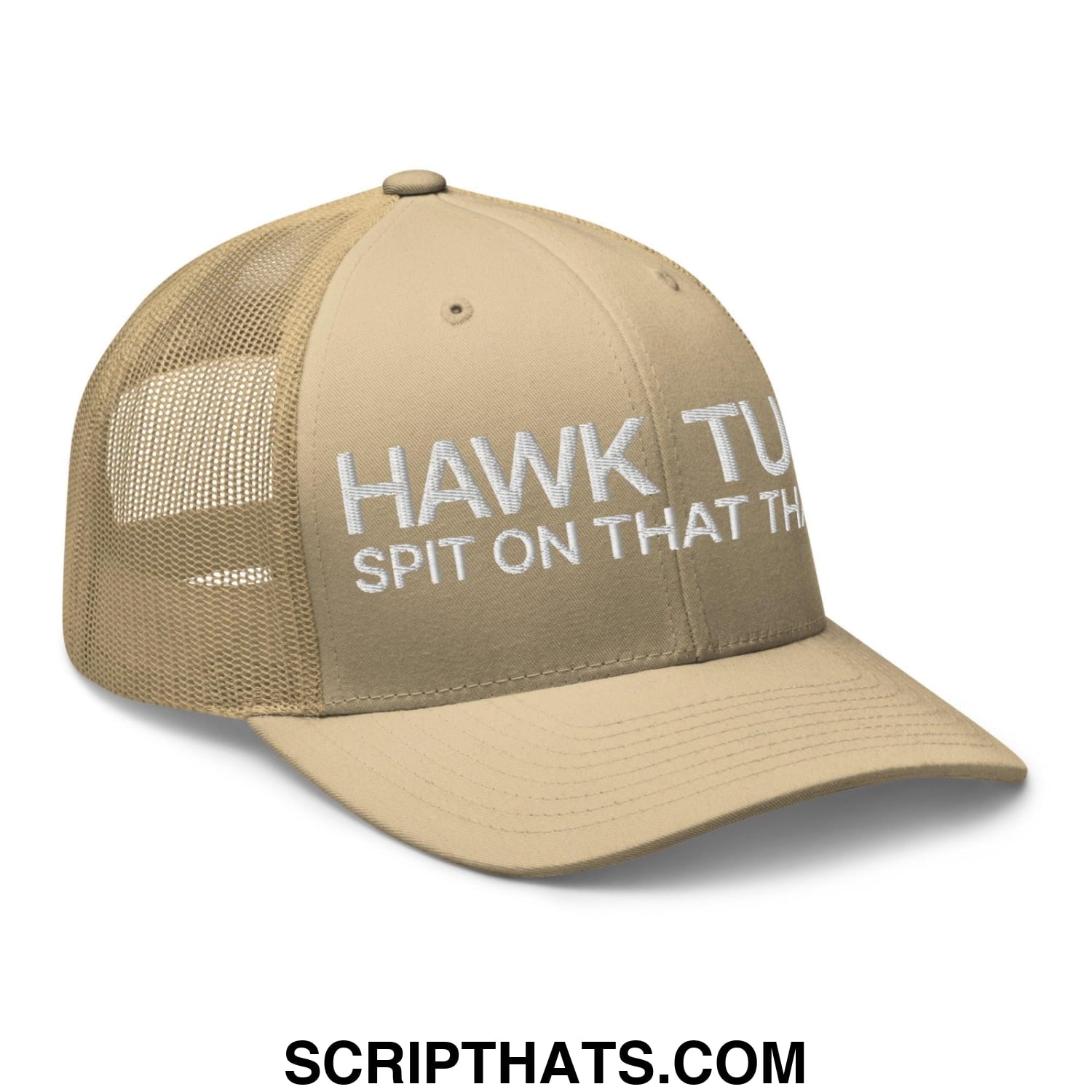 Hawk Tuah Spit on that Thang Retro Trucker Hat Khaki