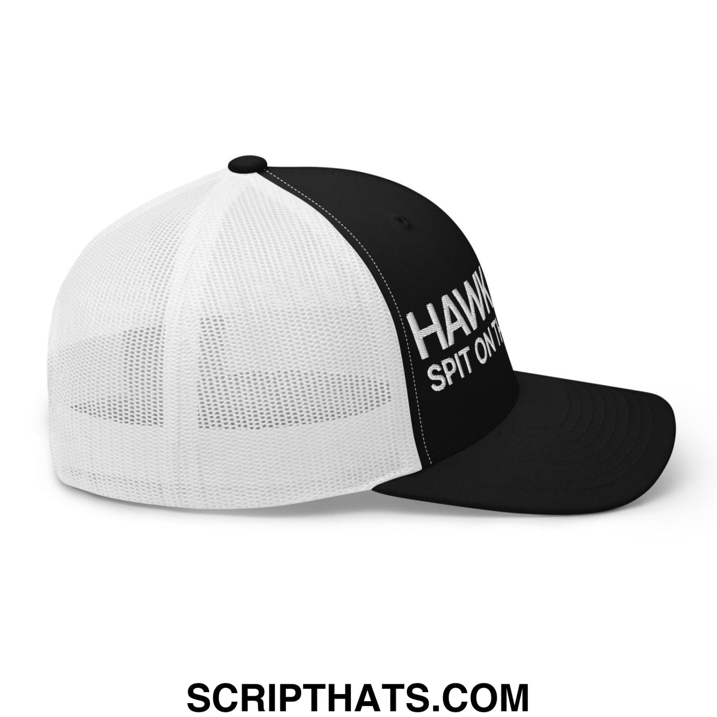 Hawk Tuah Spit on that Thang Retro Trucker Hat Black White