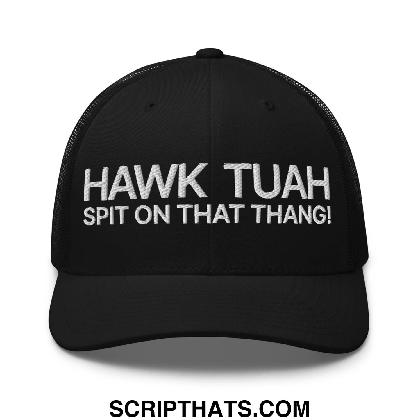 Hawk Tuah Spit on that Thang Retro Trucker Hat Black