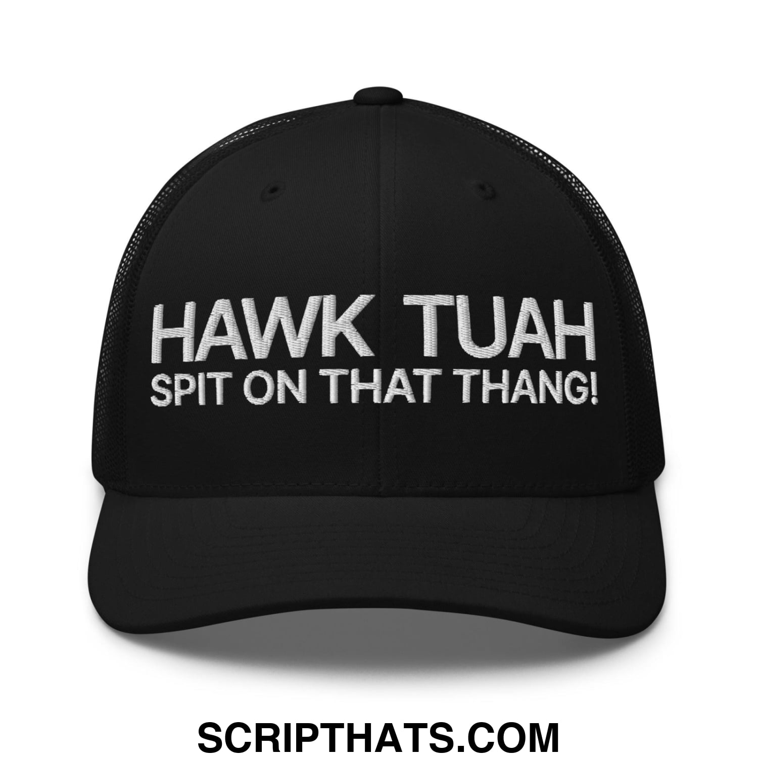 Hawk Tuah Spit on that Thang Retro Trucker Hat Black