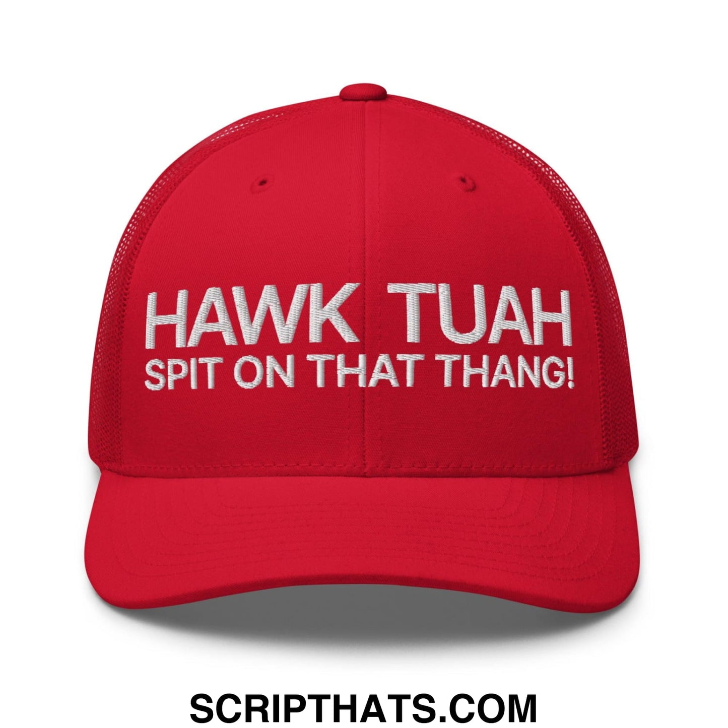 Hawk Tuah Spit on that Thang Retro Trucker Hat Red