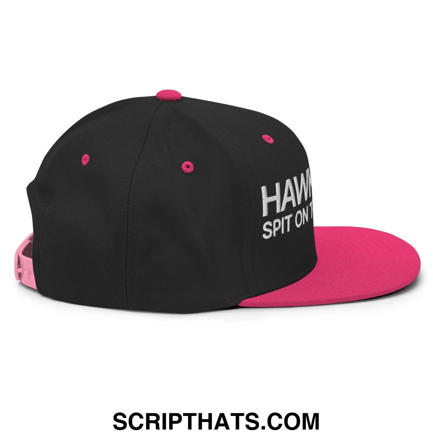 Hawk Tuah Spit on that Thang Snapback Hat Black Neon Pink