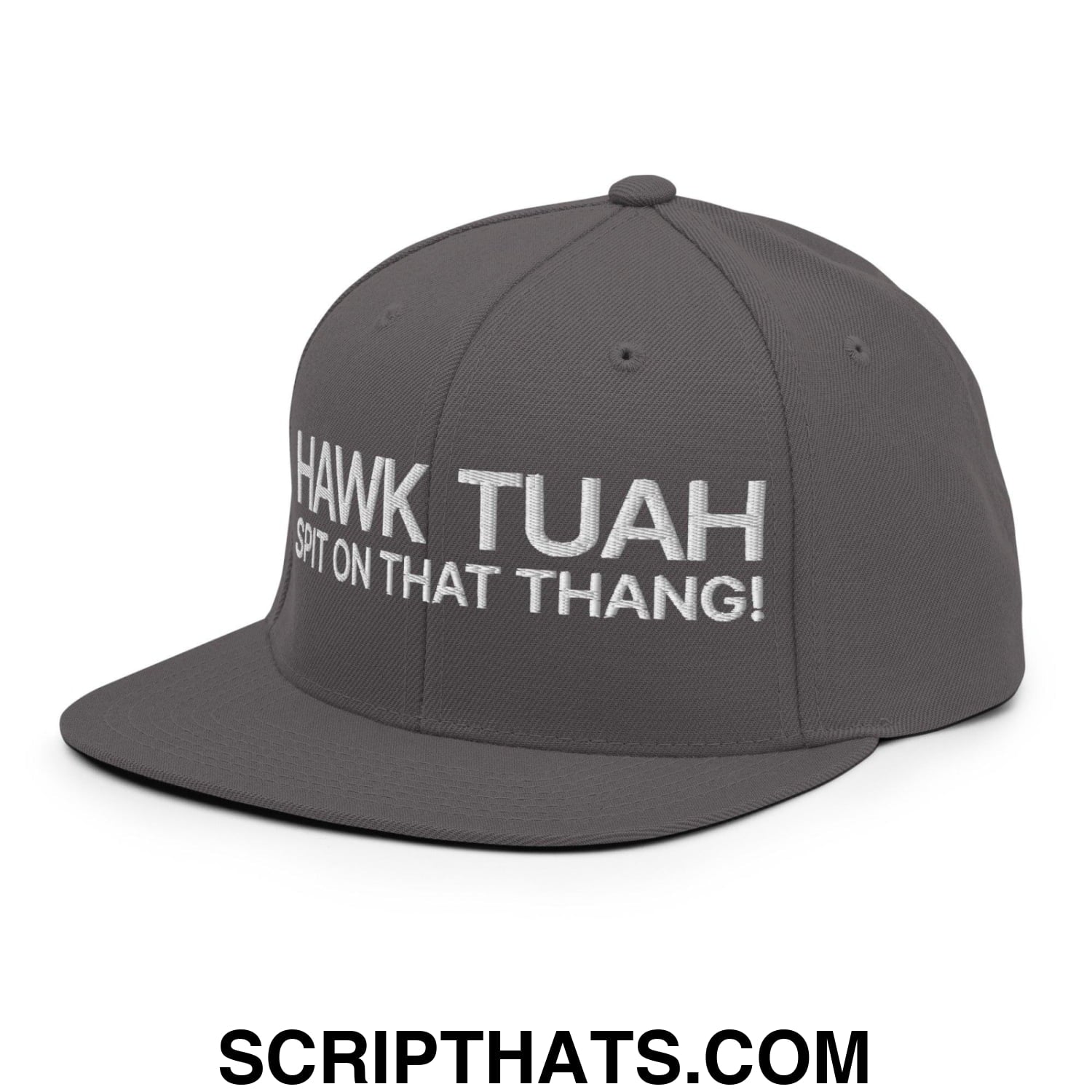 Hawk Tuah Spit on that Thang Snapback Hat Dark Grey