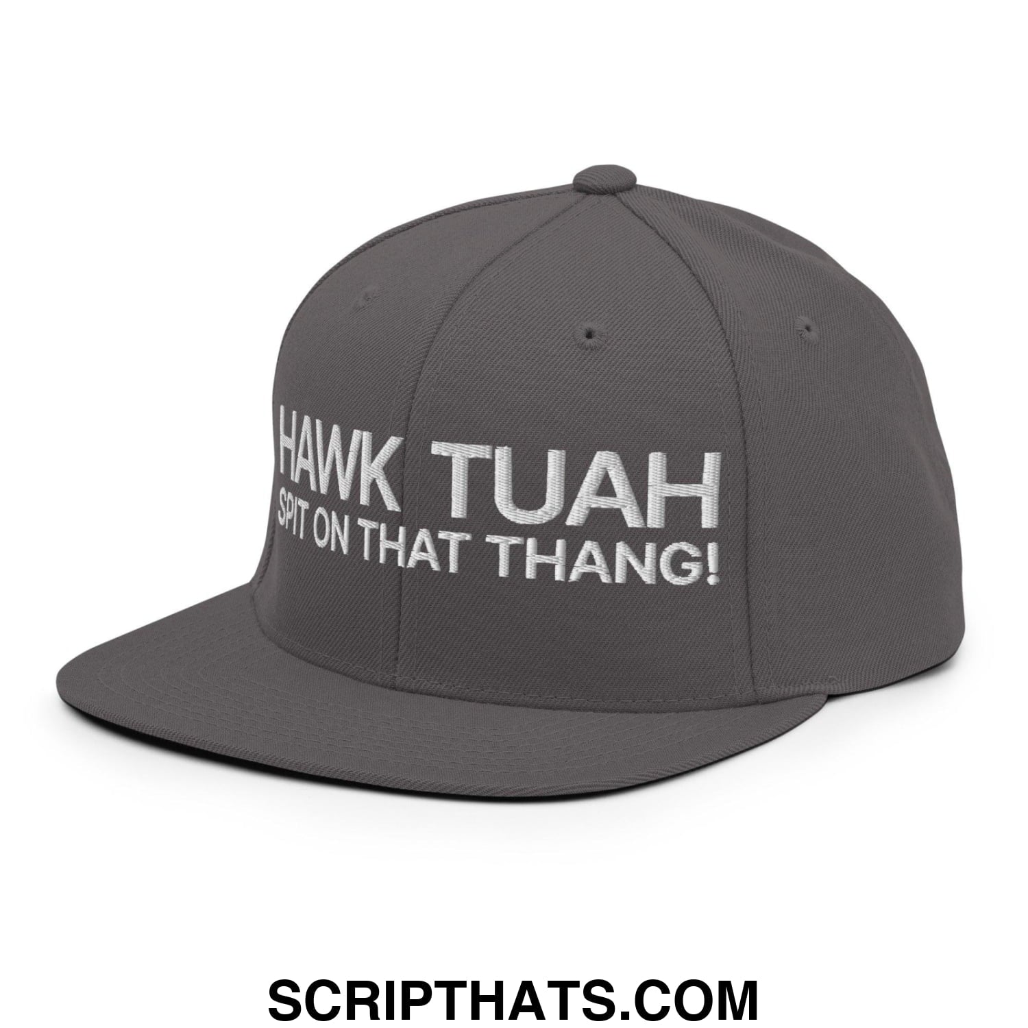 Hawk Tuah Spit on that Thang Snapback Hat Dark Grey