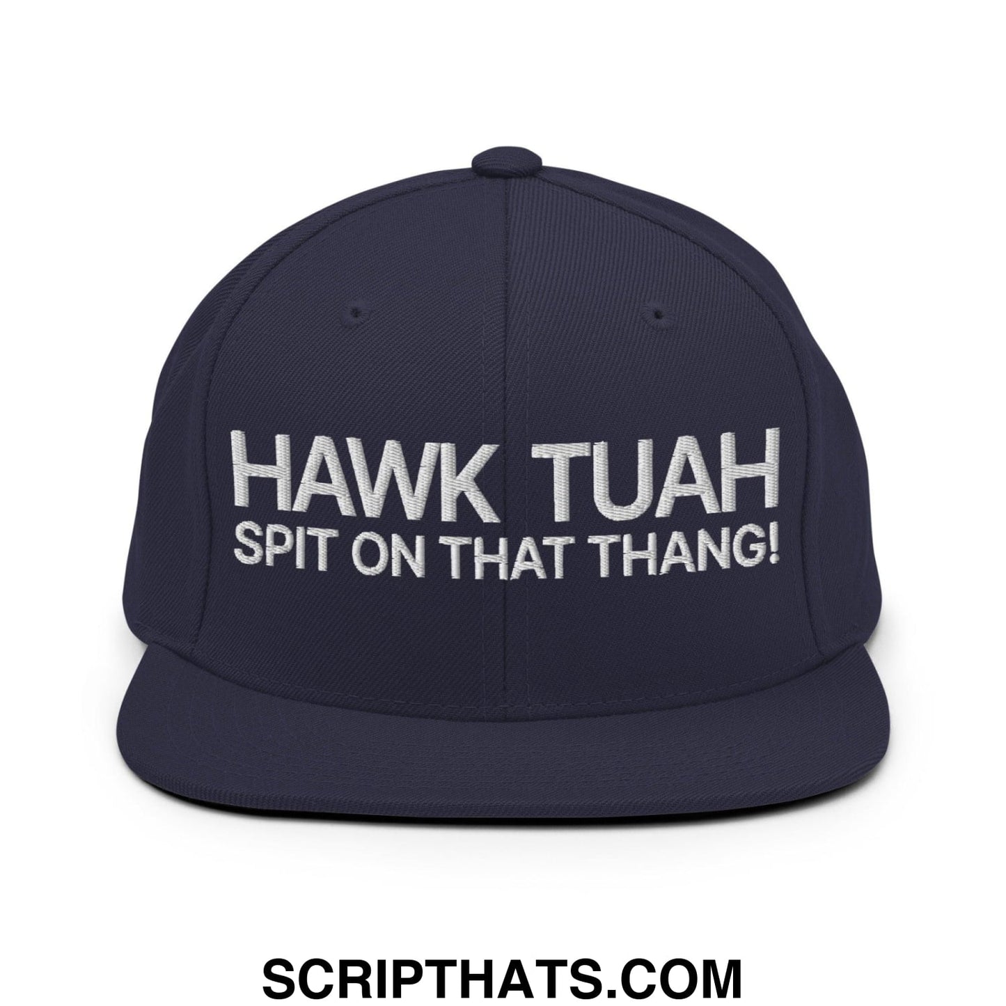 Hawk Tuah Spit on that Thang Snapback Hat Navy