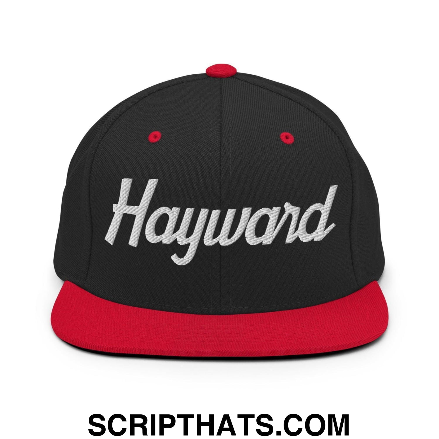 Hayward Script Snapback Hat Black Red