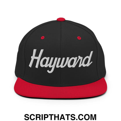Hayward Script Snapback Hat Black Red