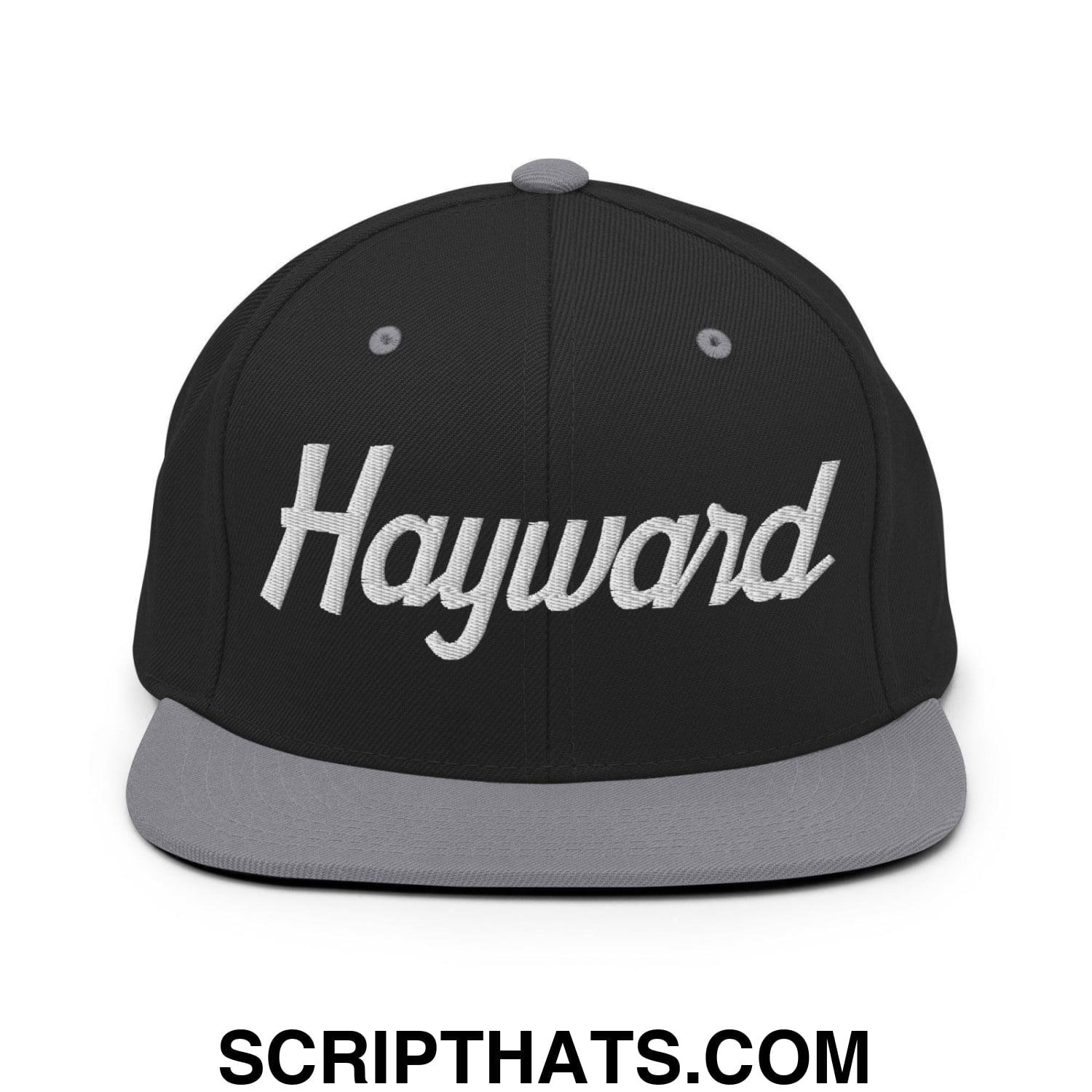 Hayward Script Snapback Hat Black Silver