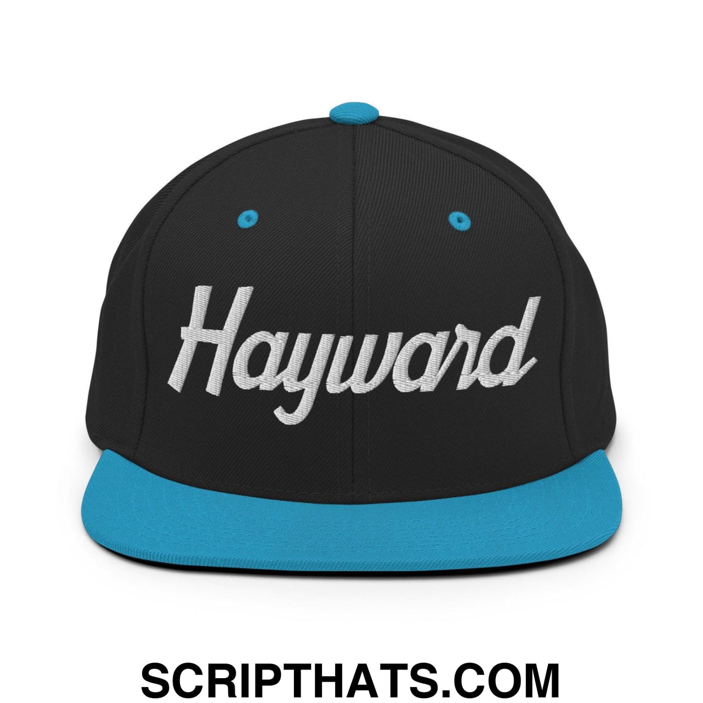 Hayward Script Snapback Hat Black Teal
