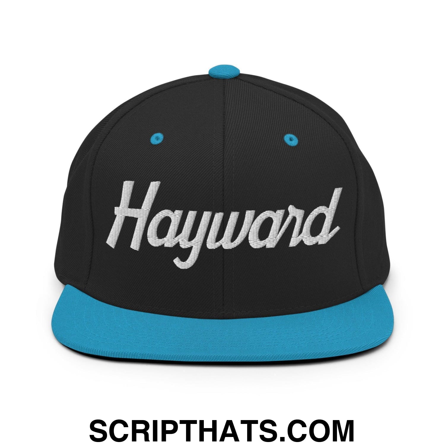 Hayward Script Snapback Hat Black Teal
