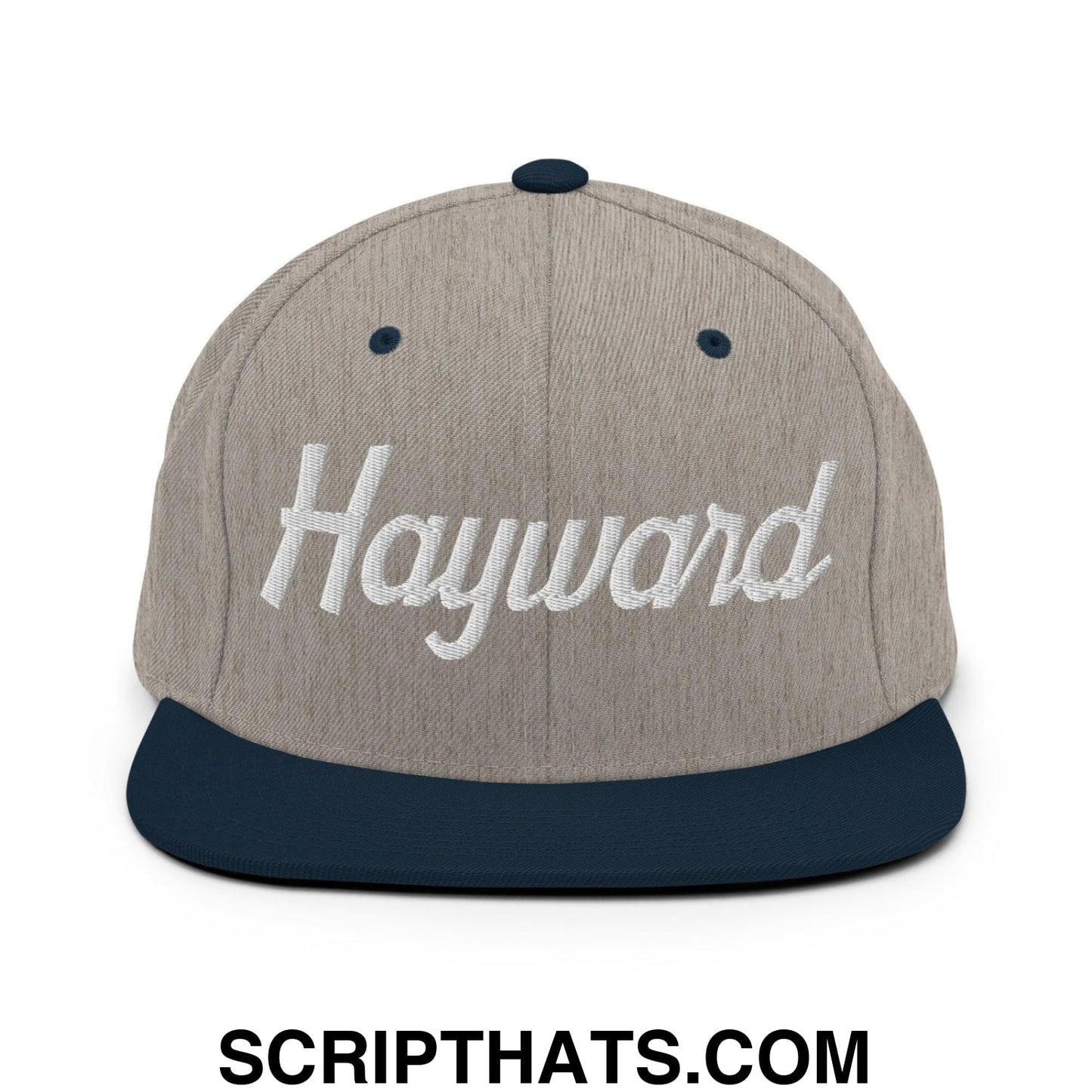Hayward Script Snapback Hat Heather Grey Navy