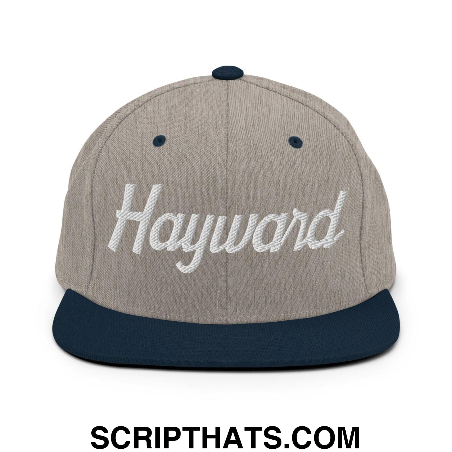 Hayward Script Snapback Hat Heather Grey Navy