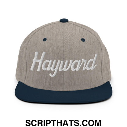 Hayward Script Snapback Hat Heather Grey Navy